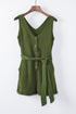 Button V Neck Romper With Belt